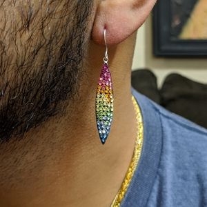 Sterling Rainbow Rhinestone Dangling Earri…